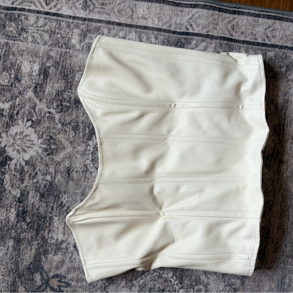 Urban Outfitters White High-Waist Faux Leather Shorts